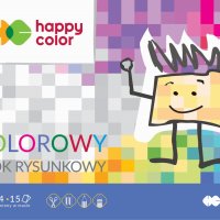 Blok rysunkowy kolorowy A4, 80g, 15 ark, Happy Color HA 3708 2030-09