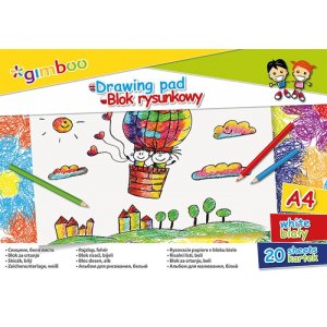 Blok rysunkowy GIMBOO, A4, 20 kart., 70gsm, biały
