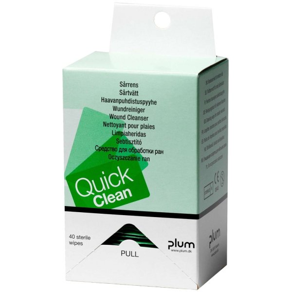 Chusteczki do oczyszczania ran PLUM QuickClean, wkład, 40 szt.