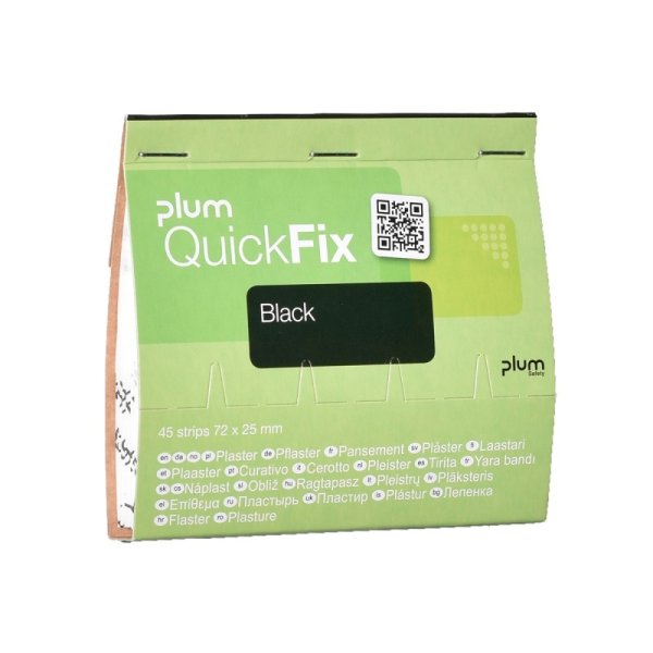 Plastry z tkaniny PLUM QuickFix Black, wkład, 45 szt.