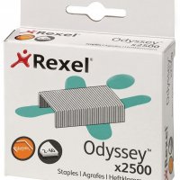 Zszywki REXEL Odyssey, 9mm, 2500szt., wysokowydajne, srebrne