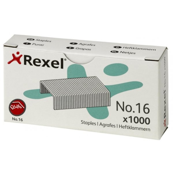 Zszywki REXEL nr 16, 24/6, 1000szt., srebrne