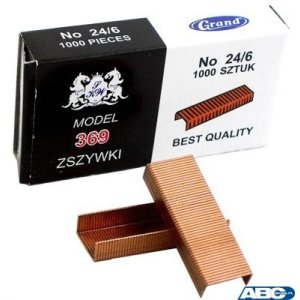 Zszywki miedziane 24 / 6, do 25 kartek, 10 000 szt. GRAND 110-1422