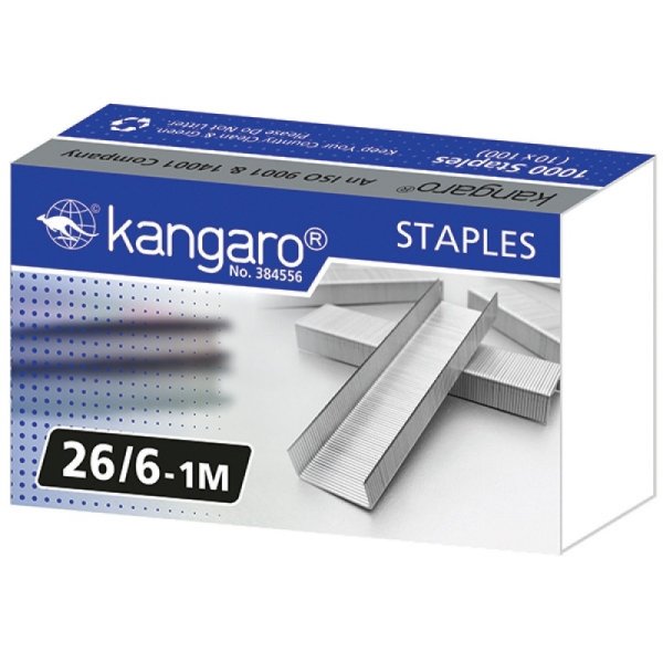 Zszywki KANGARO, No. 26/6-1M, 1000 szt.