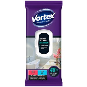 Chusteczki nawilżane VORTEX, do łazienki, z klapką, 48 szt.