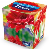 Chusteczki kosmetyczne celulozowe VELVET Cube Style, 3-warstwowe, 56 listków, biały