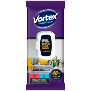 Chusteczki nawilżane VORTEX, do mebli, z klapką, 48 szt.