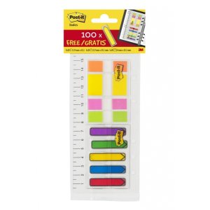 Zestaw szkolny zakładek POST-IT® (683-3 + 680-1 + 684-ARR1), z linijką, mix kolorów
