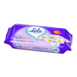 Nawilżany papier toaletowy, LULA, z ekstraktem z rumianku, 60 szt., biały papier