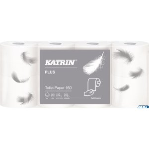 Papier toaletowy, małe rolki KATRIN PLUS Toilet 160, 2W, 112966, opakowanie: 8 rolek
