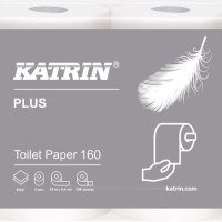 Papier toaletowy, małe rolki KATRIN PLUS Toilet 160, 2W, 112966, opakowanie: 8 rolek