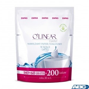 Nawilżany papier toaletowy w rolce / ZAPAS 140 + 10szt.gratis Olinear