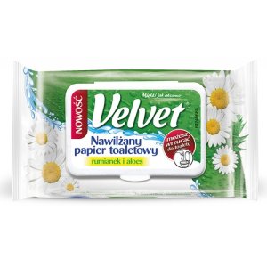 Papier toaletowy celulozowy VELVET Rum&Aloe, nawilżany, 48 listków, biały