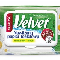 Papier toaletowy celulozowy VELVET Rum&Aloe, nawilżany, 48 listków, biały