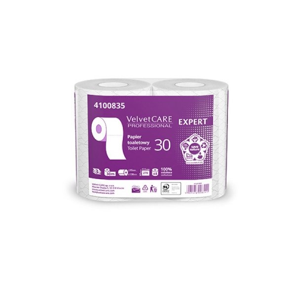 Papier toaletowy celulozowy VELVET Expert, 3-warstwowy, 270 listków, 4szt., biały