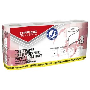 Papier toaletowy celulozowy OFFICE PRODUCTS, 2-warstwowy, 150 listków, 15m, 8szt., biały
