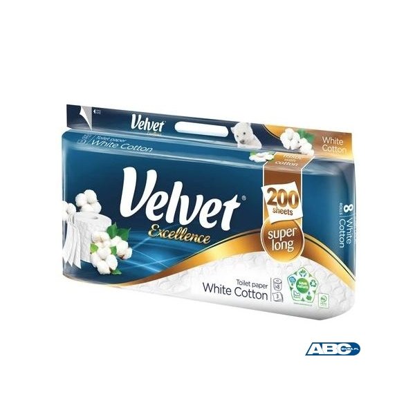 Papier toaletowy VELVET EXCELLENCE SUPER LONG 3w. (op 8szt) biały
