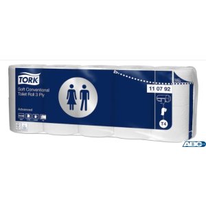 Papier toaletowy TORK Premium, 3 warstwy, kolor biały, makulatura, 19,4m, (10 rolek) system T4 110792