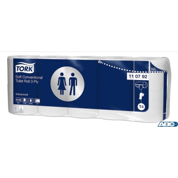 Papier toaletowy TORK Premium, 3 warstwy, kolor biały, makulatura, 19,4m, (10 rolek) system T4 110792