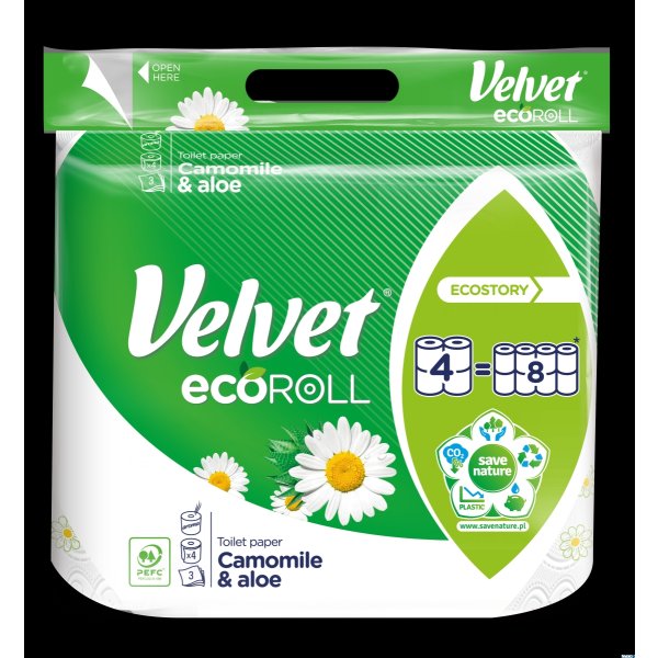 Papier toaletowy Velvet Ecoroll rumianek & aloes 4 rolki