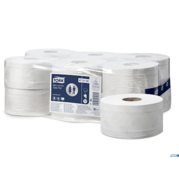 Papier_toaletowy Tork PREMIUM mini jumbo, 2 warstwy, kolor biały, makulatura, 180m, (12) system T2 advanced 472102