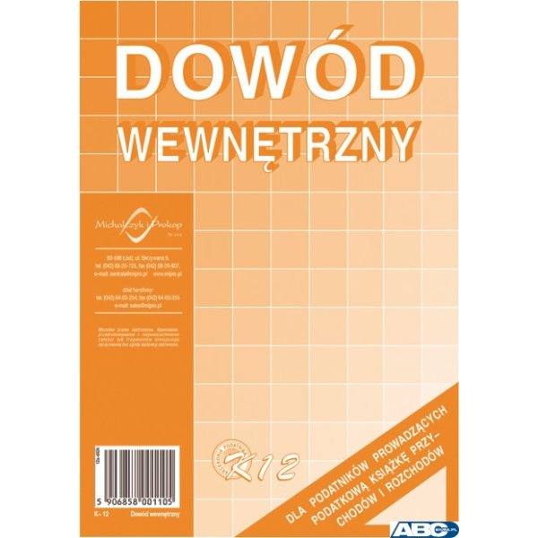 Dowód_wewnętrzny dla podatników prowadzących podatkową k.p.i.r.K-12 Michalczyk i Prokop