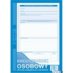 504-A1 Kwestionariusz osobowy dla osoby ubiegającej się o zatrudnienie (offset) Michalczyk (X)