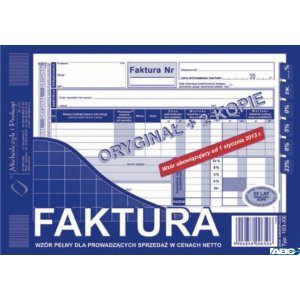 103-XE Faktura VAT A5 80kartek oryginał  +  2kopie  MICHALCZYK i PROKOP
