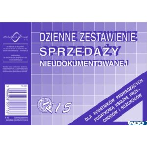 K-15 Dzienne zest.sprzedaży księgowo nieudokumentowanej MICHALCZYK