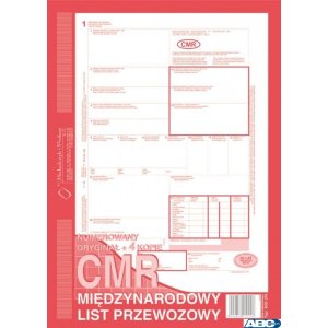 800-2N CMR A4 80kartek 1 + 4 numerowany międzynarodowy list przewozowy M&P