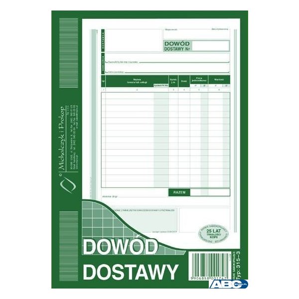 315-3 Dowód dostawy A5 80 kartek  MICHALCZYK i PROKOP