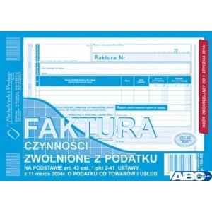 198-3E Faktura czynności zwolnione z podatku A5 (o + 1k) MICHALCZYK&PROKOP