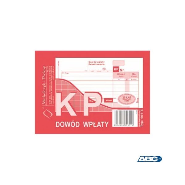 401-5 KP Dowód Wpłaty, A6 80 kartek, MICHALCZYK&PROKOP