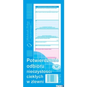 S-100-8 Potwierdzenie odbioru nieczystości ciekłych w zlewni MICHALCZYK I PROKOP