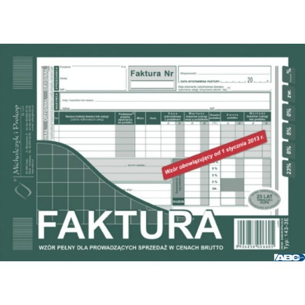 143-3E Faktura VAT MICHALCZYK&PROKOP A5 80 kartek