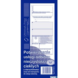 S-105-8 Potwierdzenie usługi odbioru nieczystości ciekłych oraz ich transportu do stacji zlewni 1 / 3 A4 MICHALCZYK I PROKOP