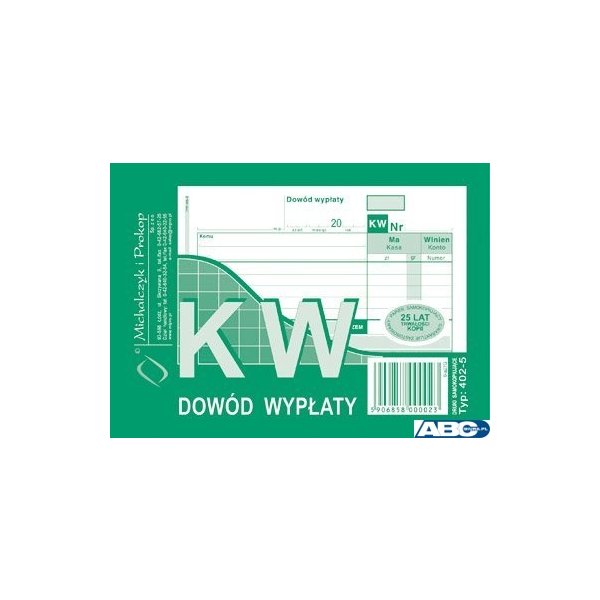 402-5 KW Dowód Wypłaty MICHALCZYK&PROKOP A6 80 kartek