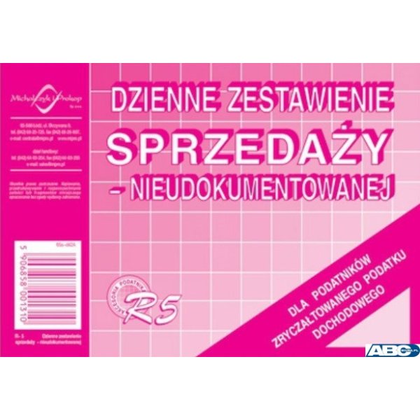 R5N_Dzienne zestawienie sprzedaży (nieudokumentowanej) A6 MICHALCZYK