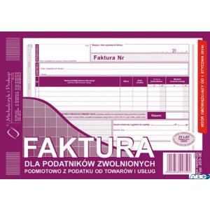 203-3E Faktura dla podatników zwolnionych z VAT A5 (o + 1k) MICHALCZYK