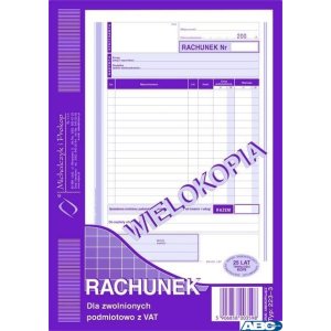 223-3 Rachunek A5 dla zw.z VAT (pion) wielokopia MICHALCZYK i PROKOP