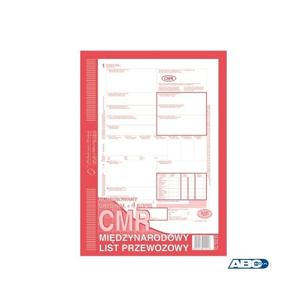 800-2N CMR numerowany międzynarodowy list przewozowy (1+3), A4 80 kartek, MICHALCZYK&PROKOP