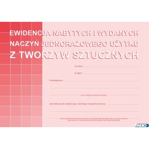S-210-3 Ewidencja nabytych i wydanych naczyń jednorazowego użytku z tworzyw sztucznych A5 MICHALCZYK I PROKOP