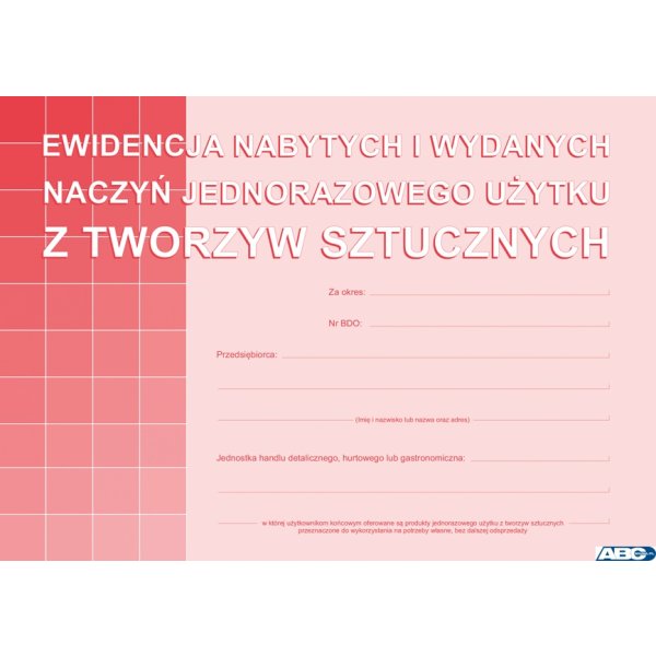 S-210-3 Ewidencja nabytych i wydanych naczyń jednorazowego użytku z tworzyw sztucznych A5 MICHALCZYK I PROKOP