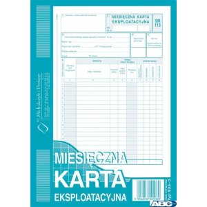 803-3 Miesięczna karta eksploatacyjna SM-113 MICHALCZYK I PROKOP