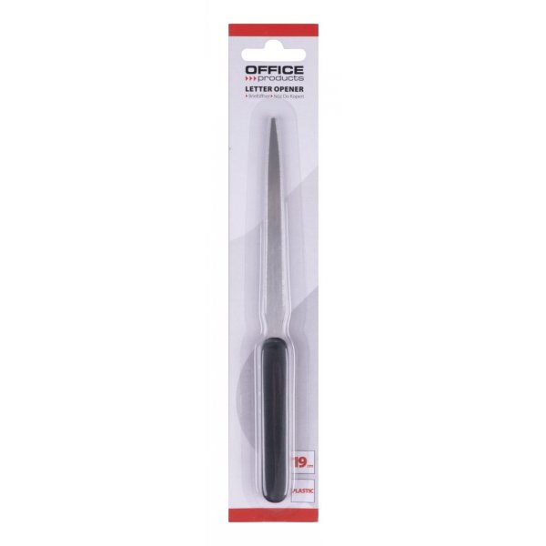 Nóż do kopert OFFICE PRODUCTS, 19cm, plastikowa rączka, blister, czarny