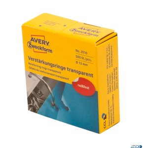 Pierścienie wzmacniające przezroczyste 3510 Q13 w rolce, 500 szt. / op., Avery Zweckform