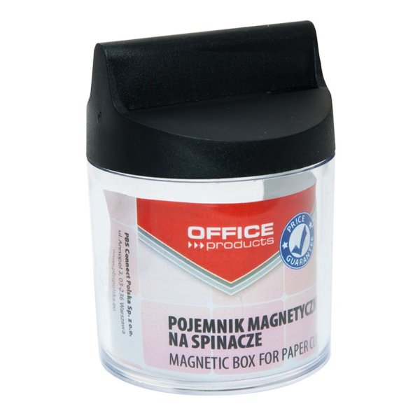 Pojemnik magn. na spinacze OFFICE PRODUCTS, okrągły, bez spinaczy, transparentny
