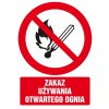Znak TDC, Zakaz używania otwartego ognia