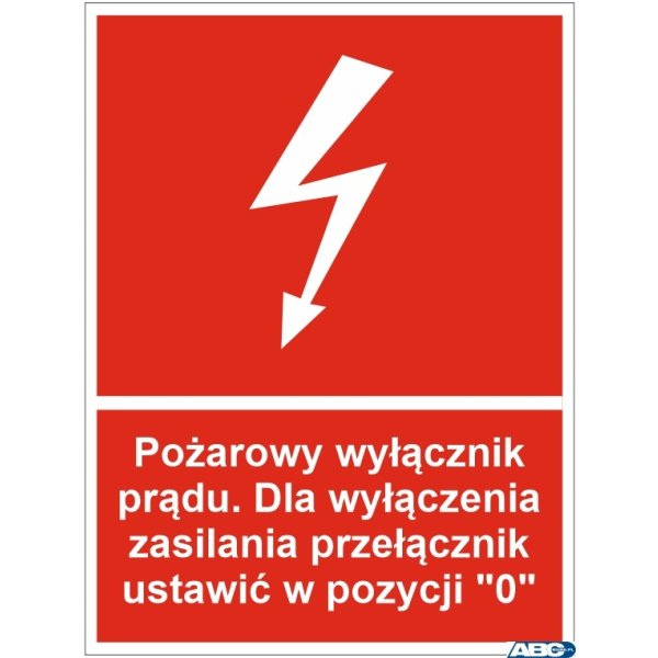 Naklejka Przeciwpożarowy wyłącznik prądu