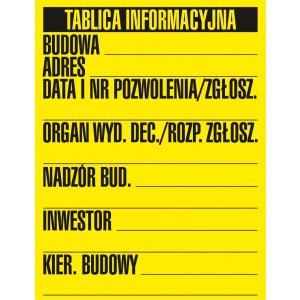 Znak TDC, Budowlana tablica informacyjna